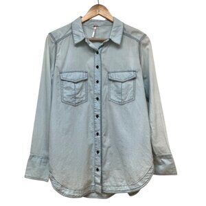 Free People 100% Cotton light blue button down size S